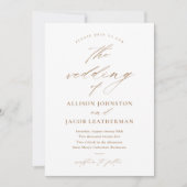 Invitation Élégant script photo Mariage or (Devant)