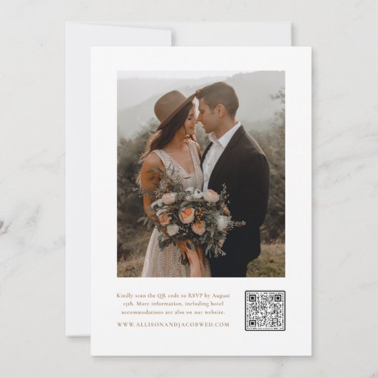 Invitation Élégant script photo Mariage or (Dos)