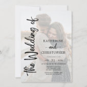 Invitation Élégant script photo noir blanc Mariage officiel (Devant)