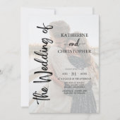 Invitation Élégant script photo noir blanc Mariage officiel (Devant)