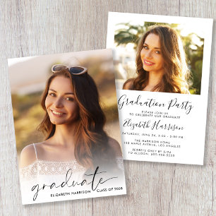 Invitation Élégant Script Photo Overlay Party