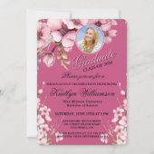 Invitation Élégant Script Photo Pink Graduation Party (Devant)