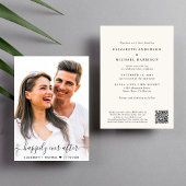 Invitation Élégant script photo QR Code Cream Mariage