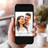 Invitation Élégant Script Photo QR Code Dusty Blue Mariage