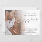 Invitation Élégant script photo QR Code Fiançailles Invitatio (Devant)