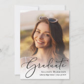 Invitation Élégant script photo superposition Graduation Part (Devant)