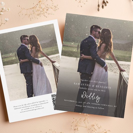 Invitation Élégant script photo tout en un Mariage