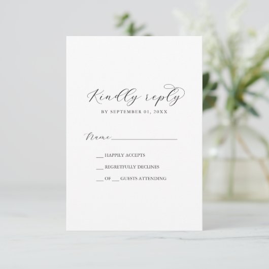 Invitation Elegant Script Printable or Printed RSVP Card (Debout devant)