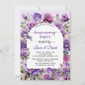 Invitation Élégant Script Purple Rose Fête de réchauffement d (Devant)