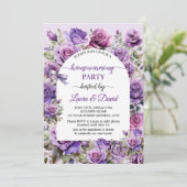 Invitation Élégant Script Purple Rose Fête de réchauffement d (Debout devant)