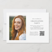 Invitation Élégant Script QR Code 3 Photo Graduation Party (Dos)