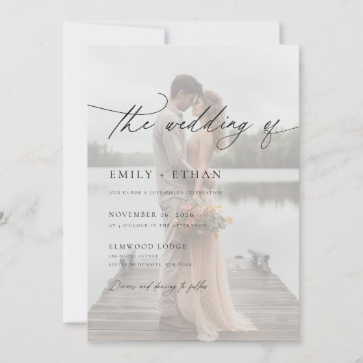 Invitation Élégant script QR Code Mariage photo (Devant)