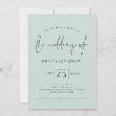Invitation Élégant script QR Code Mint Green Mariage (Devant)