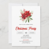 Invitation Elegant Script Red White Poinsettia Christmas  (Devant)