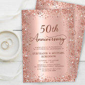 Invitation Élégant Script Rose Gold 50e anniversaire Mariage