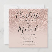 Invitation Élégant Script Rose Gold Parties scintillant Maria (Devant)