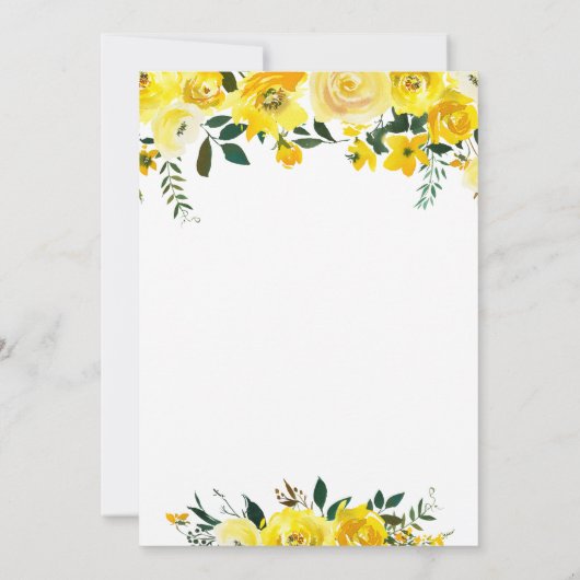 Invitation Élégant Script Rose jaune Floral 65e anniversaire (Dos)