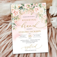 Élégant script rose pastel roses brunch mariage