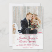Invitation Élégant script rouge 2 photo mariage d'hiver (Devant)