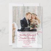 Invitation Élégant script rouge photo Noël mariage d'hiver (Devant)