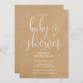 Invitation Élégant Script Rustique Kraft Tout en un Baby show (Devant / Derrière)