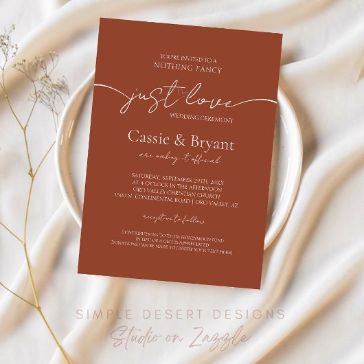 Invitation Élégant Script Rustique Mariage en terre cuite