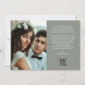 Invitation Elegant Script Sage Green | QR Code Just Married (Dos)