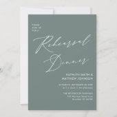 Invitation Élégant Script Sage Green Rehearsal Dinner Code QR (Devant)
