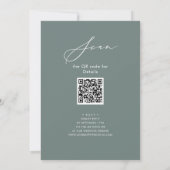 Invitation Élégant Script Sage Green Rehearsal Dinner Code QR (Dos)