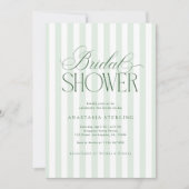 Invitation Elegant Script Sage Green Stripes Bridal Shower (Devant)