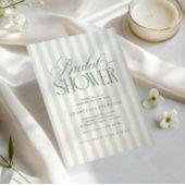 Invitation Elegant Script Sage Green Stripes Bridal Shower