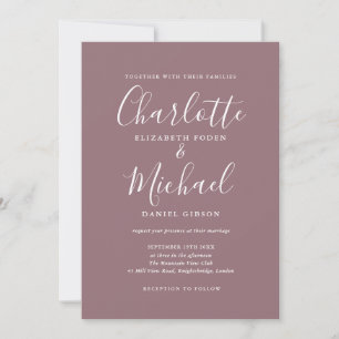 Invitation Élégant script signature Mariage mauve