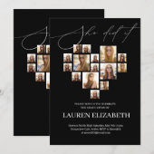 Invitation Elegant script simple 15 photo Collage graduation (Devant / Derrière)