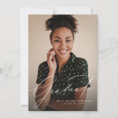 Invitation Élégant script simple diplômé deux photos (Devant)