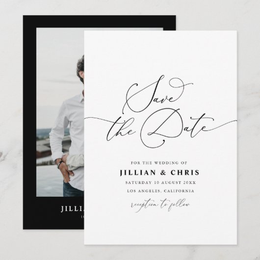 Invitation Élégant script simple mariage (Devant / Derrière)