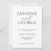 Invitation Élégant Script Simple Mariage noir et blanc (Devant)