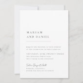 Invitation Élégant Script Simple Mariage noir et blanc (Devant)