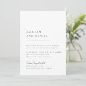 Invitation Élégant Script Simple Mariage noir et blanc (Debout devant)