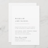 Invitation Élégant Script Simple Mariage noir et blanc (Devant / Derrière)