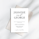 Invitation Élégant Script Simple Mariage noir et blanc