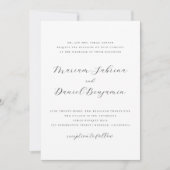 Invitation Élégant Script Simple Mariage noir et blanc (Devant)