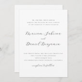Invitation Élégant Script Simple Mariage noir et blanc (Devant / Derrière)