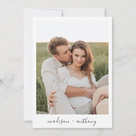 Invitation Élégant Script simple Mariage photo moderne (Dos)