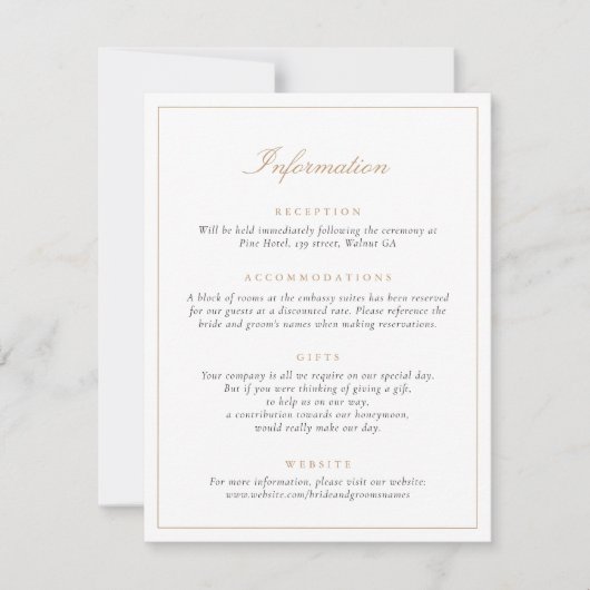 Invitation Élégant Script Simple Moderne Informations Mariage (Devant)