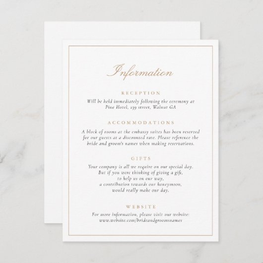 Invitation Élégant Script Simple Moderne Informations Mariage (Devant / Derrière)
