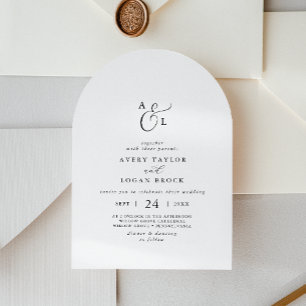 Invitation Élégant Script Simple Monogramme Boho Arch Mariage