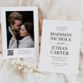 Invitation Élégant script simple QR Code Mariage photo