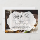 Invitation Élégant script, Stock photo du Bar Couples Douche (Devant)