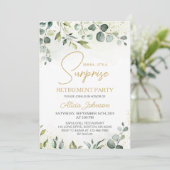 Invitation Élégant Script Surprise Retraite Party (Debout devant)