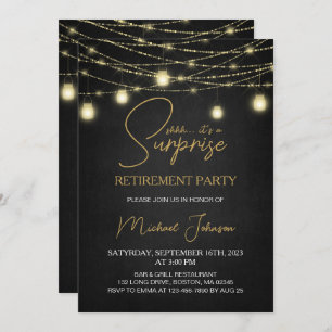 Invitation Élégant Script Surprise Retraite Party